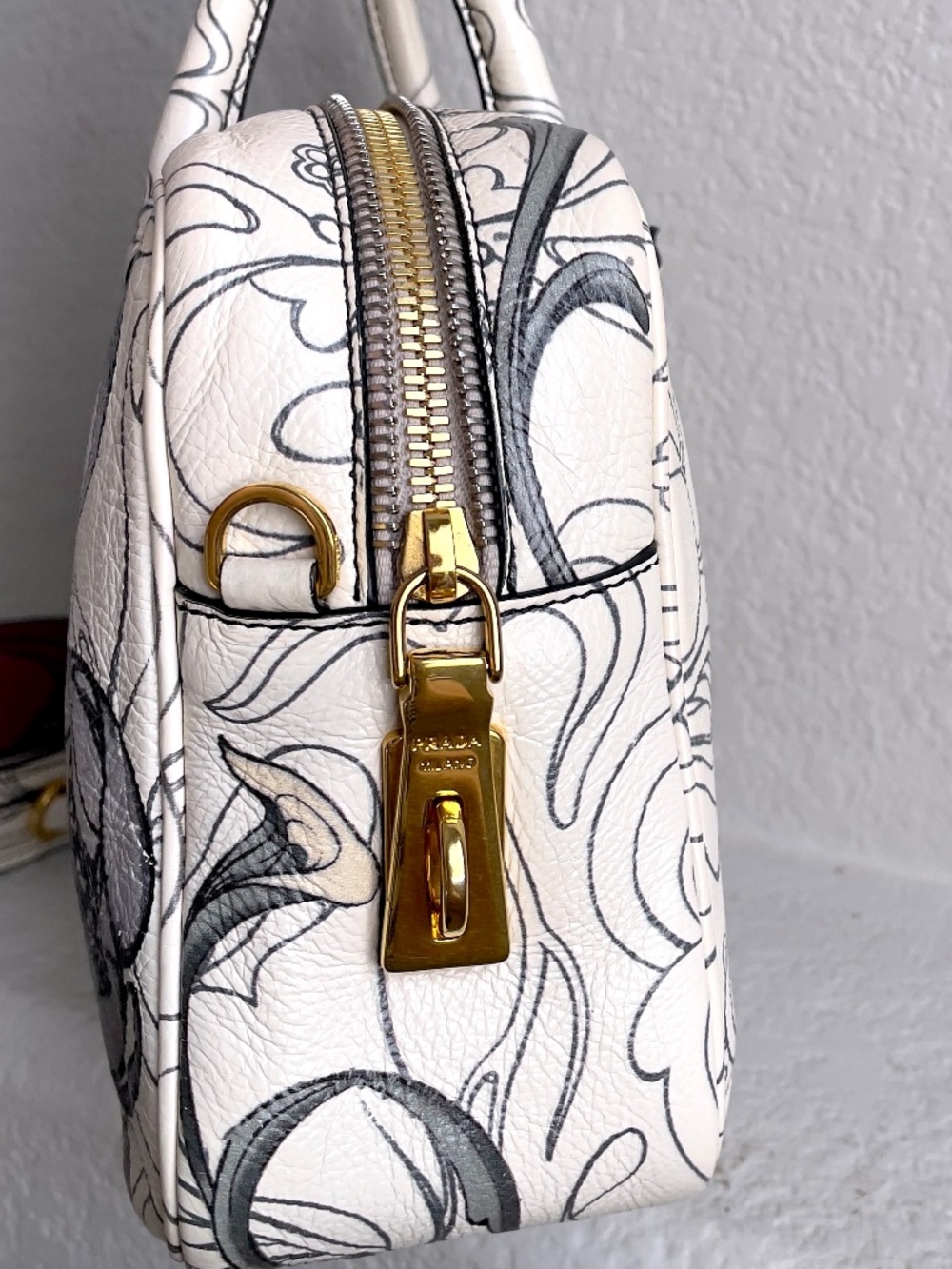 Prada Signature Rabbit Bauletto Calf Leather Shoulder Bag - Picture 6 of 11